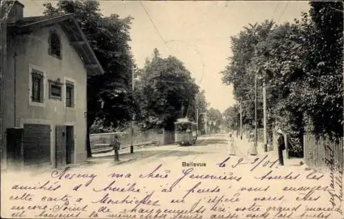 Ak Bellevue Seelisberg Kanton Uri, Straße, Straßenbahn