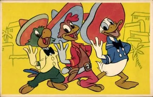 Ak Walt Disney, Drei Caballeros, Donald Duck