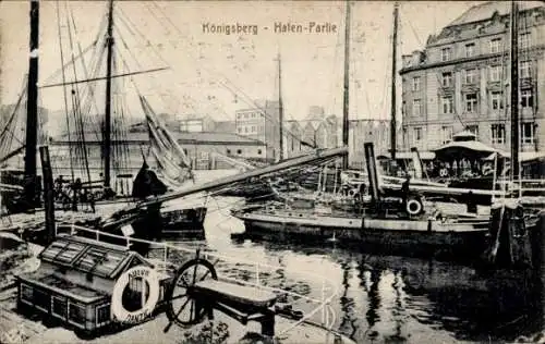 Ak Kaliningrad Königsberg Ostpreußen, Hafen, Dampfer, Rettungsring