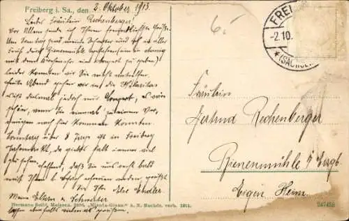 Ak Freiberg in Sachsen, Gesamtansicht, Jakobikirche, Hornstraße