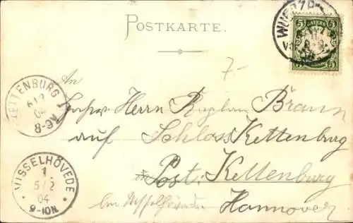 Litho Würzburg am Main Unterfranken, Schloss, Springbrunnen