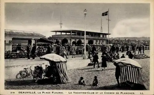 Ak Deauville La Plage Fleurie Calvados, Yachting Club, Chemin de Planches