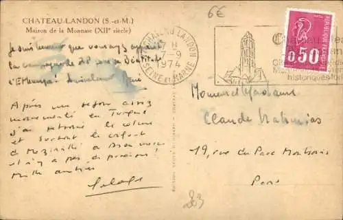 Ak Chateau Landon Seine et Marne, Maison de la Monnaie
