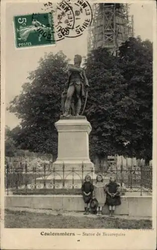 Ak Coulommiers Seine et Marne, Statue von Beaurepaire