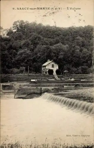 Ak Saâcy Seine et Marne, Schleuse