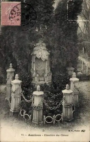 Ak Asnières sur Seine Hauts-de-Seine, Hundefriedhof