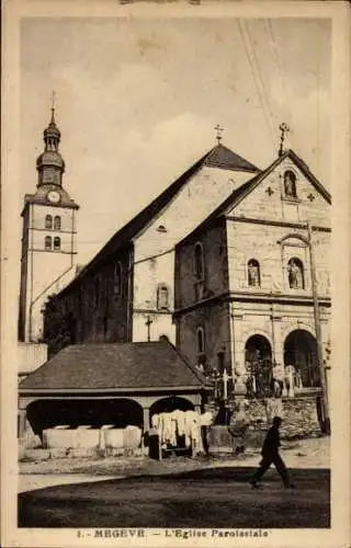 Ak Megève Haute Savoie, Die Pfarrkirche