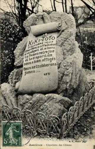 Ak Asnières sur Seine Hauts-de-Seine, Hundefriedhof