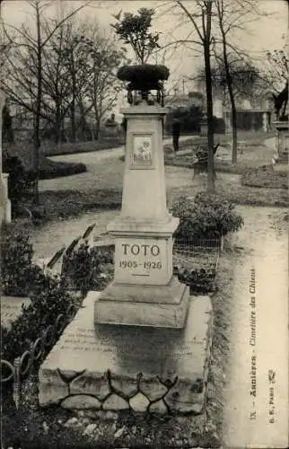 Ak Asnières sur Seine Hauts de Seine, Hundefriedhof