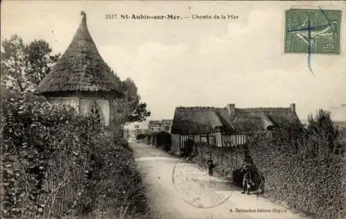 Ak Saint Aubin sur Mer Calvados, Chemin de la Mer