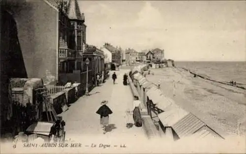 Ak Saint Aubin sur Mer Calvados, La Digue