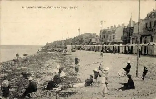 Ak Saint Aubin sur Mer Calvados, La Plage, cote Est