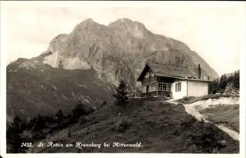 Ak Mittenwald im Kreis Garmisch Partenkirchen, Gasthaus Sankt Anton am Kranzberg