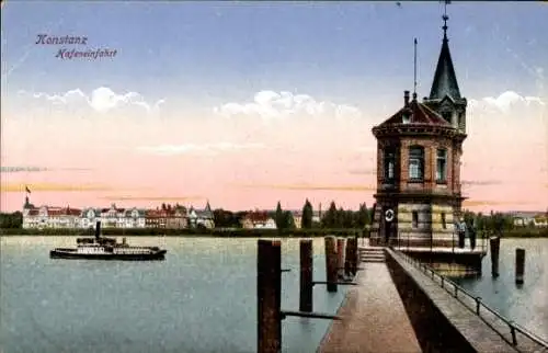 Ak Konstanz am Bodensee, an der Hafeneinfahrt