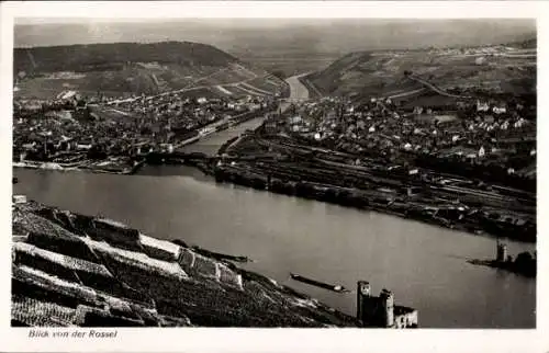 Ak Rüdesheim am Rhein, Rossel, Rossblick, Ruine Ehrenbreitstein, Totalansicht