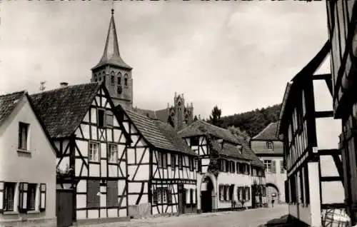 Ak Bad Bodendorf Sinzig am Rhein, Ahr, Teilansicht, Fachwerkhäuser, Kirchturm