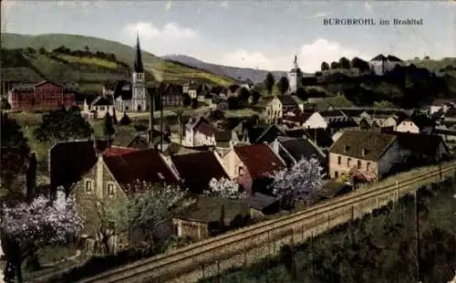 Ak Burgbrohl Rheinland Pfalz, Teilansicht, Kirche, Brohltal