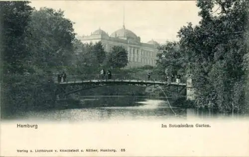 Ak Hamburg Mitte Neustadt, Botanischer Garten, Brücke