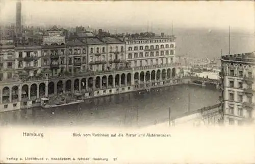 Ak Hamburg Mitte Neustadt, Alsterarkaden, Blick vom Rathaus