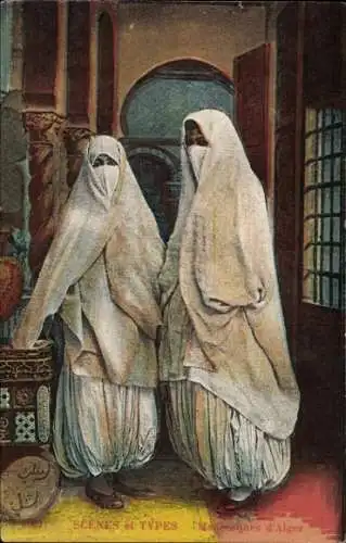Ak Algerien, Maghreb, Verschleierte Frauen, Araberinnen