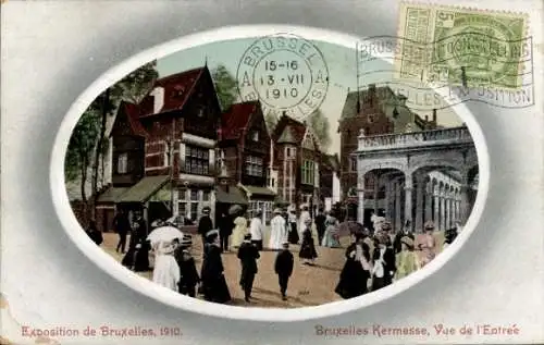 Passepartout Ak Weltausstellung Brüssel 1910, Eingangsbereich