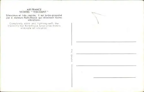 Ak Französisches Passagierflugzeug, Air France, Vickers Viscount