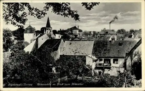 Ak Ingolstadt an der Donau Oberbayern, Teilansicht, Kreuztor