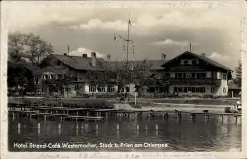 Ak Stock Prien am Chiemsee Oberbayern, Hotel Strandcafe Westernacher