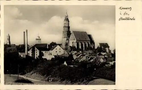 Ak Kamenz in Sachsen, Stadtkirche, Parkanlagen