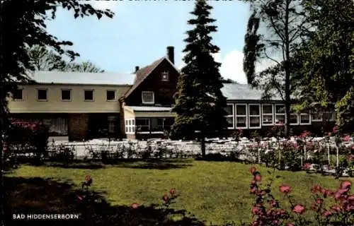 Ak Meerbeck Niedersachsen, Kur- und Gaststätte Bad Hiddenserborn, Terrasse, Garten