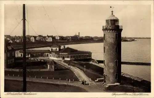 Ak Nordseebad Cuxhaven, Seepavillon mit Leuchtturm