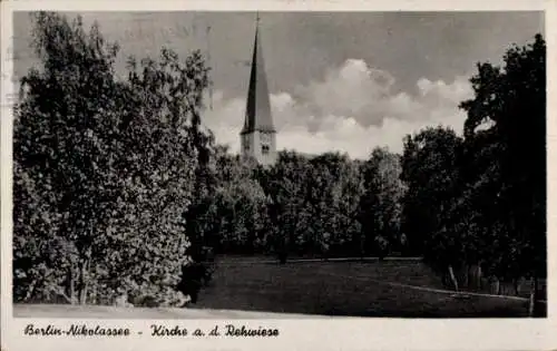 Ak Berlin Zehlendorf Nikolassee, Kirche an der Rehwiese