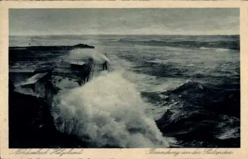 Ak Nordseeinsel Helgoland, Brandung an der Südspitze