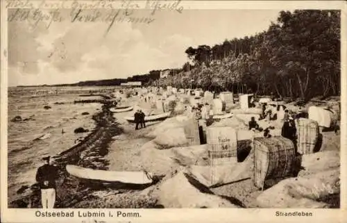 Ak Ostseebad Lubmin in Pommern, Strand, Strandkörbe