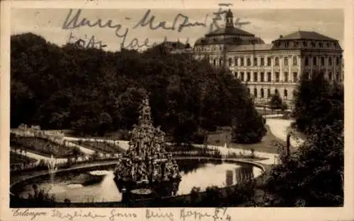 Ak Erlangen in Mittelfranken Bayern, Schlossgarten