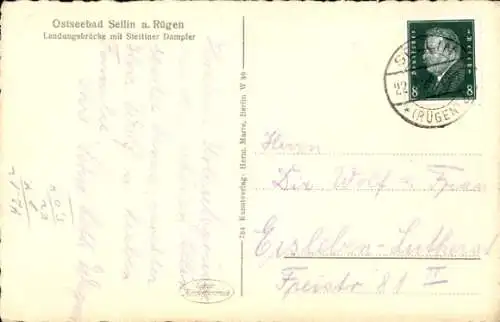 Ak Ostseebad Sellin auf Rügen, Landungsbrücke, Stettiner Dampfer