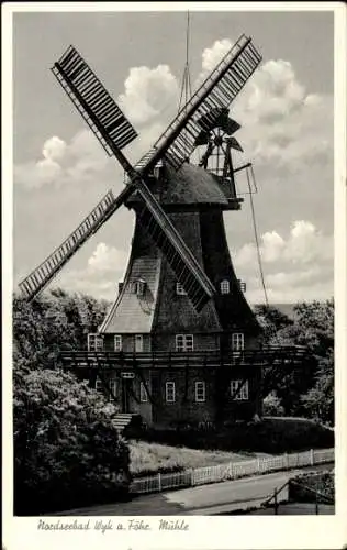 Ak Wyk auf Föhr Nordfriesland, Windmühle