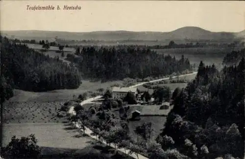 Ak Kreischa im Erzgebirge, an der Teufelsmühle, Panorama