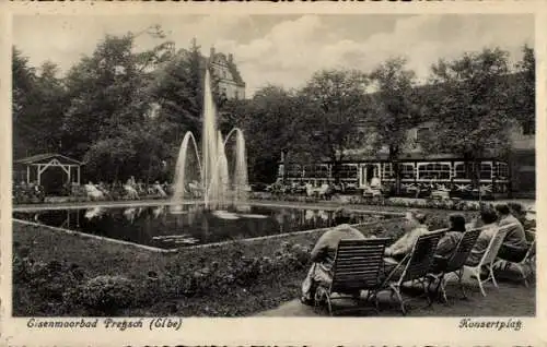 Ak Pretzsch Bad Schmiedeberg an der Elbe, Konzertplatz, Springbrunnen