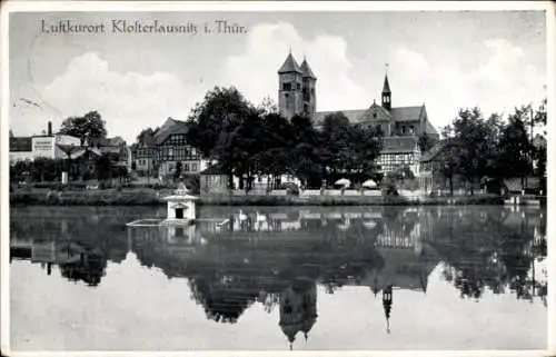 Ak Bad Klosterlausnitz in Thüringen, Teich, Klosterkirche, Wasserspiegelung