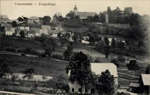 Ak Frauenstein im Erzgebirge, Totalansicht, Burgruine