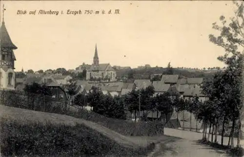 Ak Altenberg im Erzgebirge, Teilansicht, Kirche