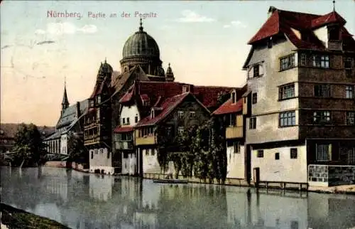 Judaika Ak Nürnberg in Mittelfranken Bayern, an der Pegnitz, Synagoge