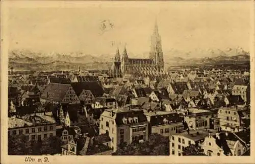 Ak Ulm an der Donau, Stadtpanorama, Münster