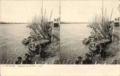 Stereo Ak Ägypten, Boote auf dem Nil