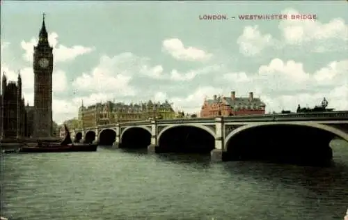 Ak City of Westminster, London, England, Westminster Bridge