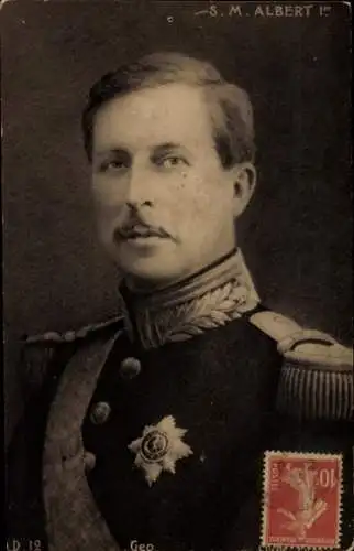 Ak König Albert I. von Belgien, Portrait, Uniform