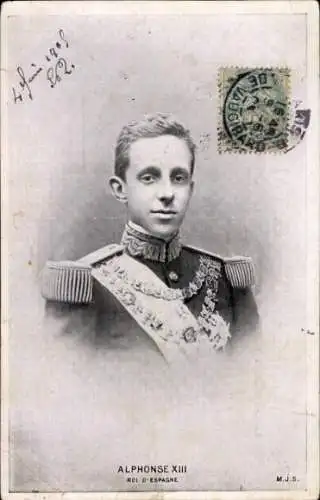 Ak König Alfonso XIII. von Spanien, Portrait