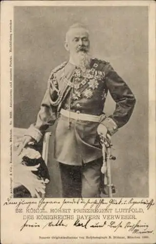 Ak Prinzregent Luitpold von Bayern, Portrait, Uniform, Orden