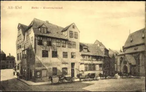 Ak Kiel, Markt, Klosterkirchhof, Pferdekutschen